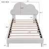 Beige Twin Upholstered Platform Bed with Cloud Headboard and Velvet Frame for Kids Bedrooms or Playful Sleep Spaces-Cuddlewood - 4 of 4