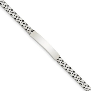 Black Bow Jewelry 5mm Antiqued Sterling Silver Engravable Curb Link I.D. Bracelet - 1 of 4