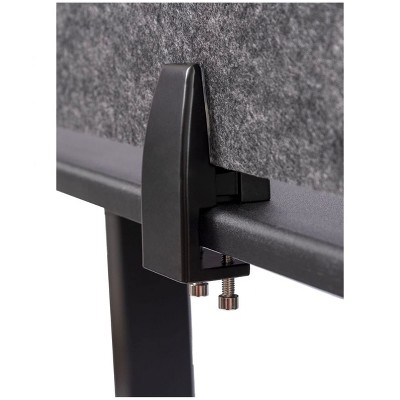 Anthracite Gray 60" Acoustic Desk Divider with Aluminum Clamps