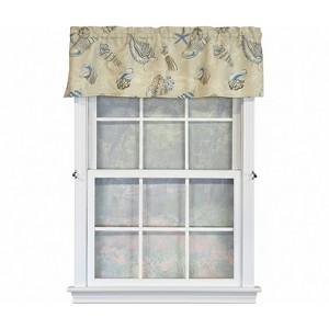 RLF Home 100% Cotton High Quality Beachbound Tailored Window Valance with 1.5" Rod Pocket 50" W X 12" L Blue - 1 of 4