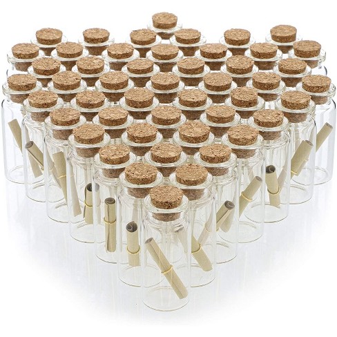 48 Pack Small Glass Jars Storage Cork Bottles with Lid Holds 10ml – Message in a Bottle, 0.5 x 2.15 Inches, Clear - image 1 of 4