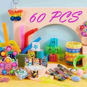 60 Pcs Kids Party Favors Popular Fidget Toys PackBulk Goodie Bag Fillers Birthday Parties School Prizes Pinata Stuffer Classroom Rewards Treasure Box - 1 of 4