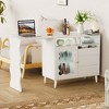 Bella Depot 41"-79"L L-Shaped Desk  Sideboard Buffet Cabinet with Drawers - 2 of 4