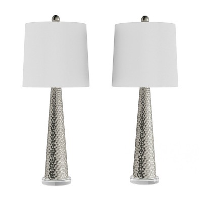 Set of 2 Contemporary Hammered Look Glass Lamps