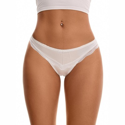 INSPIRE CHIC Women's Satin Silky Hipster Low Waisted Lace Trimmed Briefs