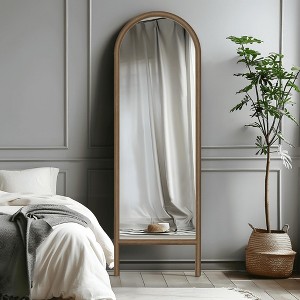 MAYEERTY Full-Length Mirror Solid Wood Ladder Arch Black 64x21x1in No Stand - 1 of 4