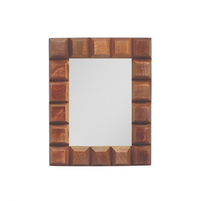 HomeRoots 5" x 7" Brown Geometric Solid Wood Tabletop Picture Frame with Mat