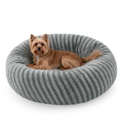 JOEJOY Round Dog Bed with Anti-Slip Bottom & Removable Cover,Rabbit Fur and Teddy Fabric with Drawstrings