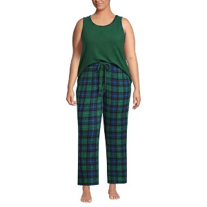 Lands' End Women's Brushed Cozy Waffle Jersey 3 Piece Pajama Set - Tank Top Pant and Robe - 1 of 4