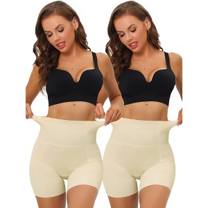 Allegra K Women's High Waisted Butt Lifter Tummy Control Panties 2 Pcs - 1 of 4