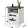 24" Farmhouse Side Table with Charging Station, 2 Drawers, Wooden Sofa Nightstand for Living Room and Bedroom - 2 of 4