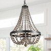 LNC Timeless 6-Light 20.1"Empire Farmhouse Candle Beaded Chandelier,Brushed Black and Weathered Gray Wood Tone - 2 of 4
