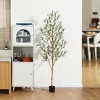 DR.Planzen 4-7ft Artificial Olive Tree Tall Faux Silk Plant Fake Potted Tree with Natural Wood Trunk and Lifelike Fruits for Home Office Decor Indoor - 3 of 4