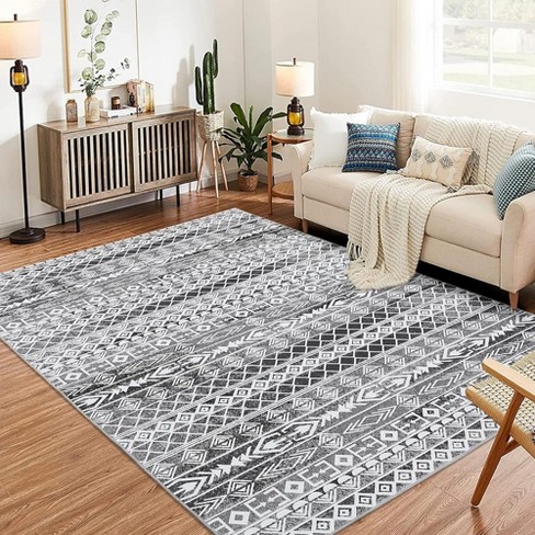 Whizmax Moroccan Geometric Area Rug, Non-Shedding,Stain-Resistant Non-Slip Foldable Mat,Grey - image 1 of 4