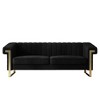 Modern Plush Polyester Upholstery Sofa with Turn-Out Armrests, Stainless Steel Accents & Removable Spring Cushions, 15cm Gold Legs - 4 of 4