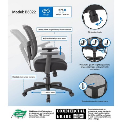 Black Mesh Adjustable Task Chair with Synchro-Tilt