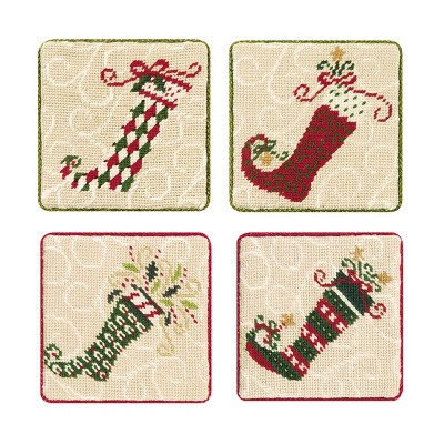 C&F Home Dancing Stocking Petit Point Coaster