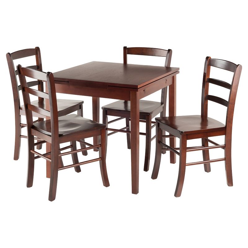 5pc Pulman Dining Set with Ladder Back Chairs Wood/Walnut - Winsome, 4 of 8