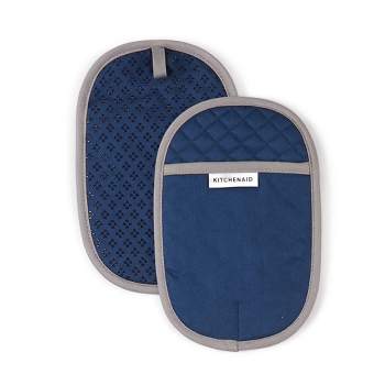 Cuisinart Chambray Potholders w/Insulated Pockets & Faux Leather Loop, Sage