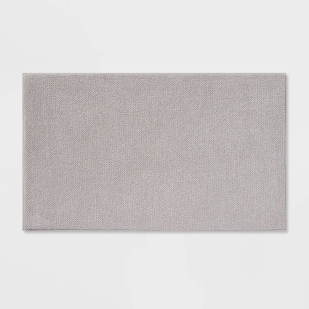 20"x34" Fine Chenille Memory Foam Bath Rug Light Gray - Threshold