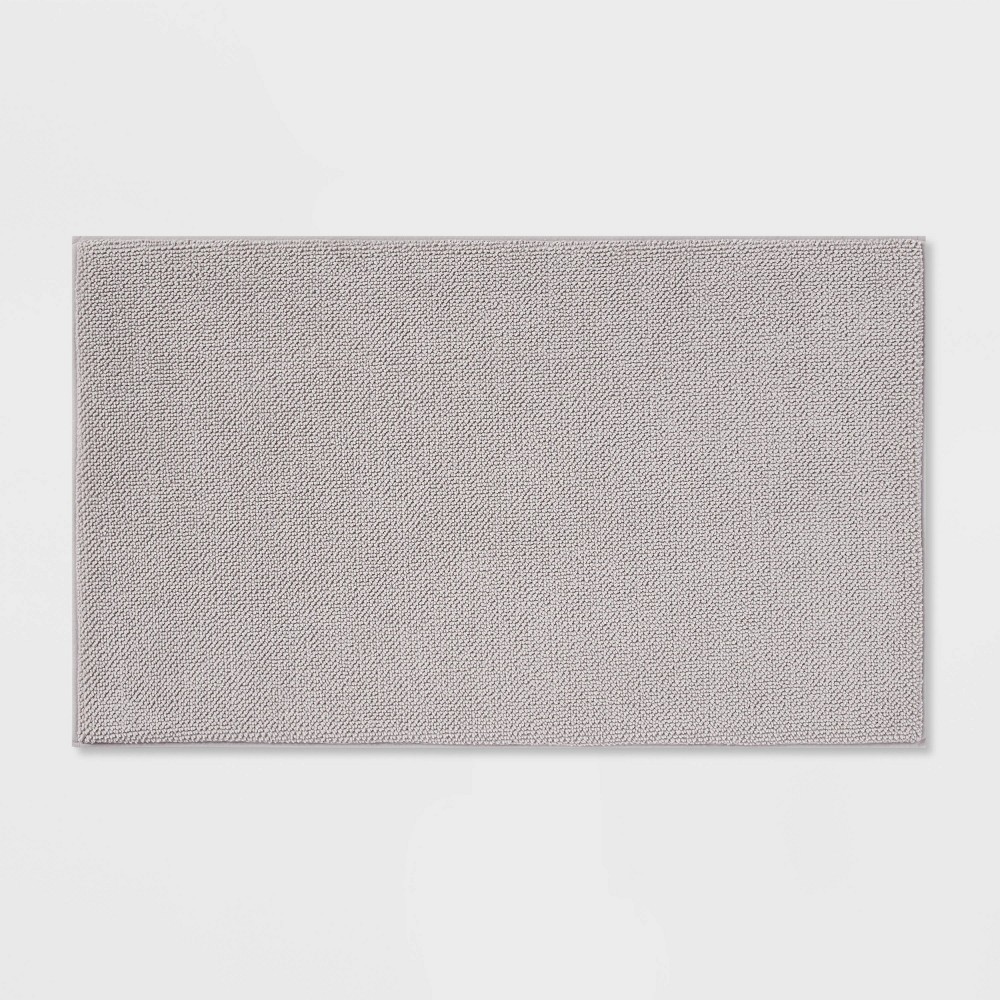 Photos - Bath Mat 20"x34" Fine Chenille Memory Foam Bath Rug Light Gray - Threshold™