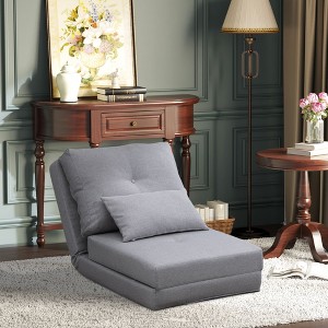 NicBex Convertible Sleeper Chair,Modern Folding Sofa Bed with Metal Frame,Modern Couches with Pillows  for Living Room,Gray - 1 of 4
