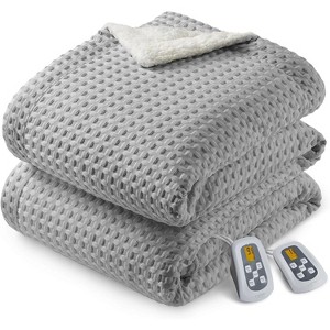 Heated Blanket Throw Twin Queen King, Waffle Weave Electric Throw Blanket Fast Heating with LCD Controller, Auto Off, ETL Certified, Machine Wash - 1 of 4
