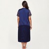 Anna-Kaci Lounge Women's PLus Size Satin Nightgown with Delicate Lace V-Neck Short Sleeves and Soft Flowing Silhouette - 3 of 4