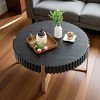 Mshliw 31.5'' Round Drum Coffee Table with Pedestal Base, Dining Table, Small Wood Grain Table for Living Room or Bedroom, Easy Assembly - 2 of 4