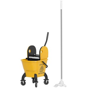 Aghana Digitals 27.5 Quart Yellow Floor Cleaning Mop Bucket with Down Press Wringer, 4 Wheels, - 1 of 4