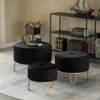 Fabulaxe Round Velvet Ottoman Stool Raised with Hairpin Gold Base - 4 of 4