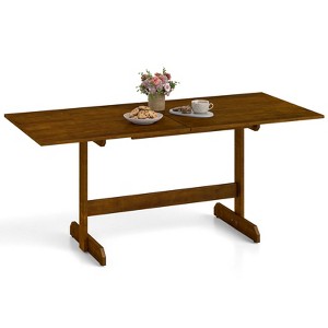 Tangkula 71" Farmhouse Dining Table w/ Rubber Wood Legs Wood Grain Texture Tabletop - 1 of 4