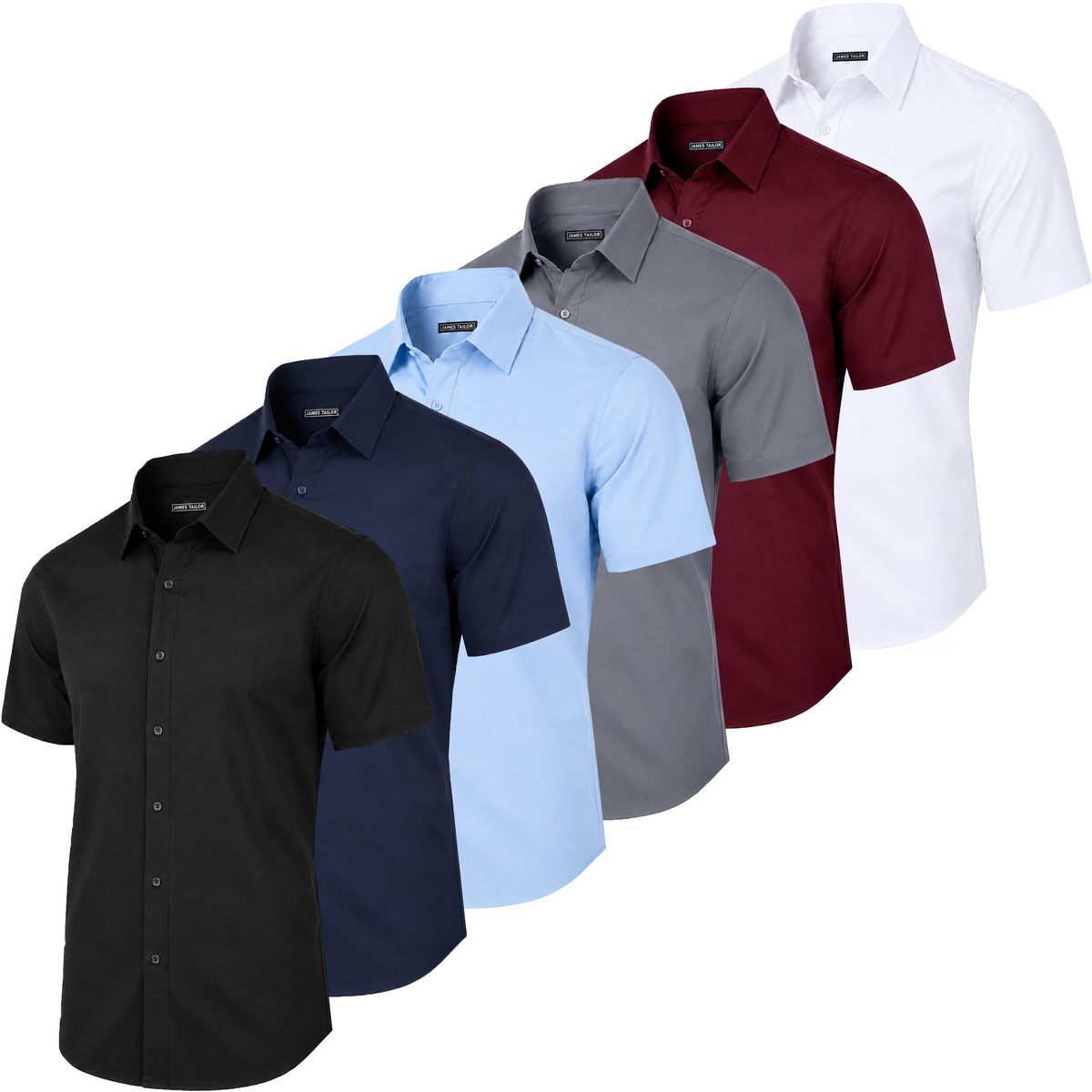 Galaxy James Tailor Men's Slim Fit Long Sleeve Stretch Dress Shirt-3 Pack - thumbnail 6