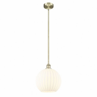 White Venetian - 1 Light Stem Hung Pendant In Modern Style-13 Inches Tall and 12 Inches Wide