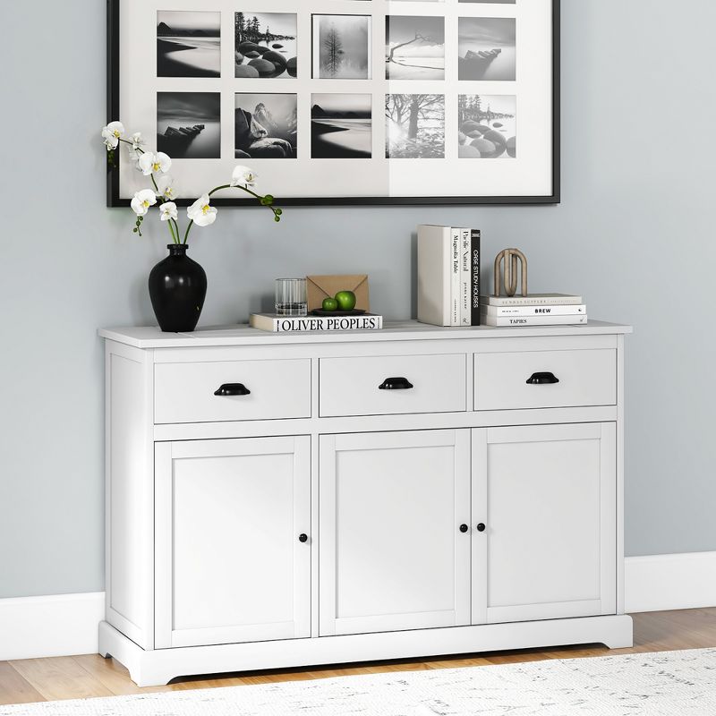 Costway 3 Drawers Sideboard Buffet Cabinet Console Table Kitchen Storage Cupboard White, 2 of 13