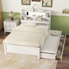 TIRAMISUBEST Twin/Full Size LED Platform Bed with Trundle and 3 Storage Drawers, Wooden Bed Frame with Storage Headboard and LED Light - 2 of 4