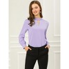 INSPIRE CHIC Women's Office Keyhole Elegant Stand Collar Long Sleeve Back Neck Button Blouse - 3 of 4