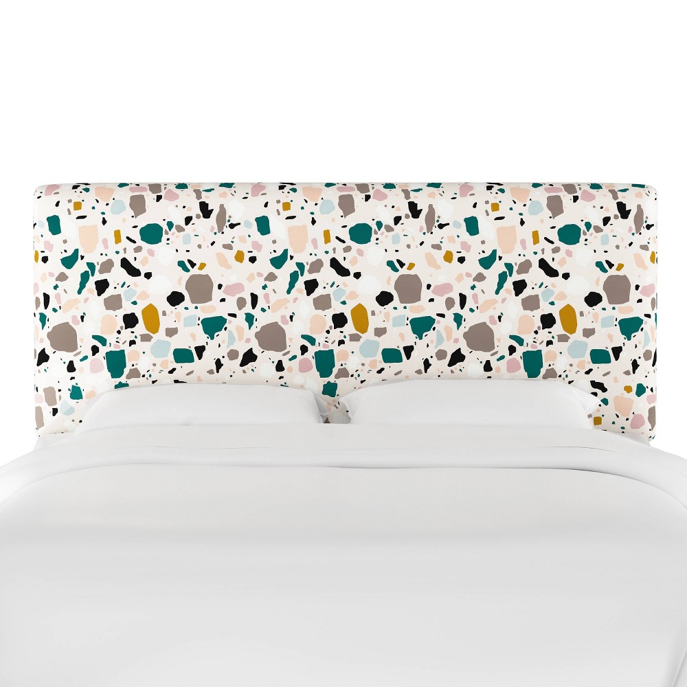 Skyline Furniture California King Olivia Upholstered Headboard Terrazzo Emerald Ochre: Padded Foam, Cotton Fabric, Pine & Metal Frame