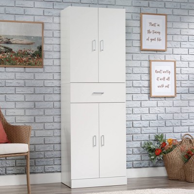 White Freestanding Storage Cabinet with Adjustable Shelving