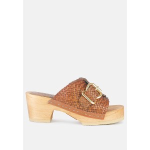 Yoruba Braided Leather Buckled Slide Clogs - 1 of 4