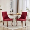 QingMoon Dining Chairs Set of 2, Fabric Upholstered Kitchen Chairs, Mid Century Modern Accent Chair with Solid Wood Legs for Dining Room - 2 of 4