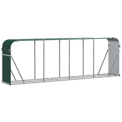 vidaXL Log Holder Green 118.1"x17.7"x39.4" Galvanized Steel
