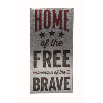 Transpac Metal 24 in. Silver Patriotic Home of the Brave Wall Sign Decor