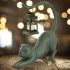 SPI Home Stretching Cat Garden Lantern – 15-Inch Cast Aluminum and Glass Outdoor Sculpture with Antique Bronze Finish - 4 of 4