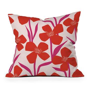 Maritza Lisa Floral Pattern Square Throw Pillow Red - Deny Designs