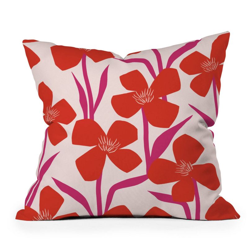 Maritza Lisa Floral Pattern Square Throw Pillow Red - Deny Designs, 1 of 7
