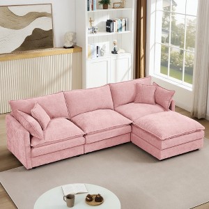 102'' Modular L-Shaped Sectional Sofa with Movable Ottoman, Chenille Upholstery, and DIY Combination - 1 of 4