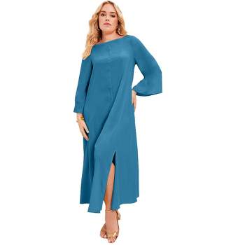 June + Vie by Roaman's Women's Plus Size Bell-Sleeve Maxi Dress