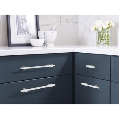 Polished Chrome and White Modern Cabinet Bar Pull
