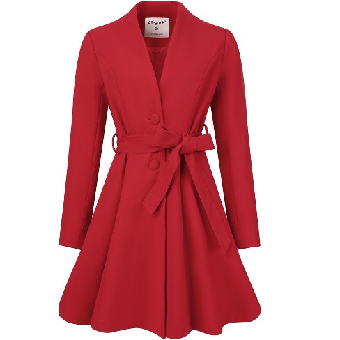 Allegra K Women's Vintage Coat Collarless Winter Elegant A-line Coats ...